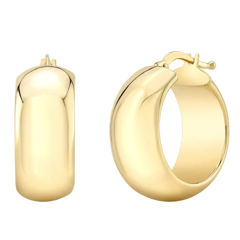 14KT Yellow Gold Polished Wide Hoop Earrings