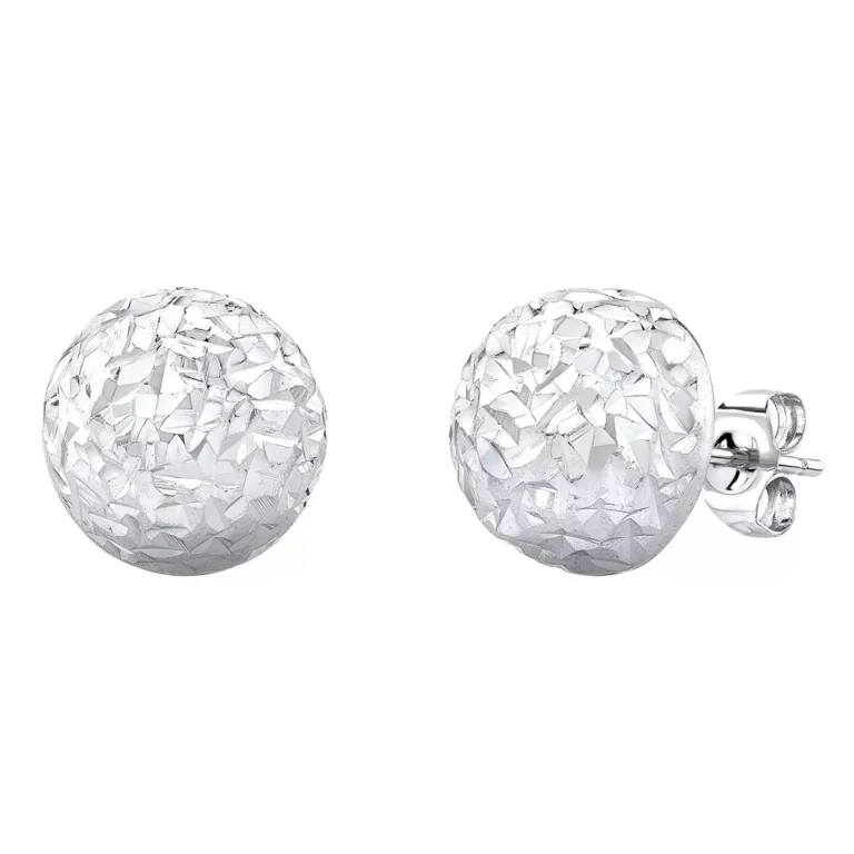 14KT White Gold Dome Stud Earrings