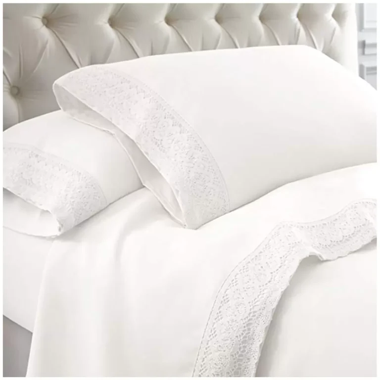 Kingtex 1500 Thread Count Crochet Lace Microfibre Sheet Set Single