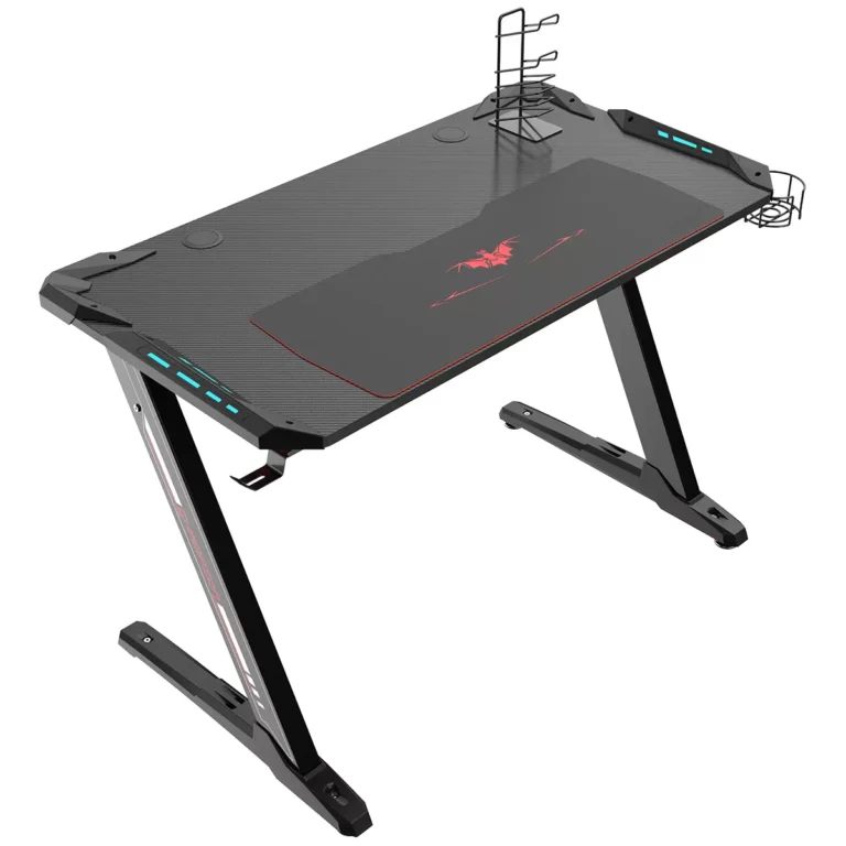 Eureka Ergonomic Gaming Desk with Blue LED Lights Z1-S