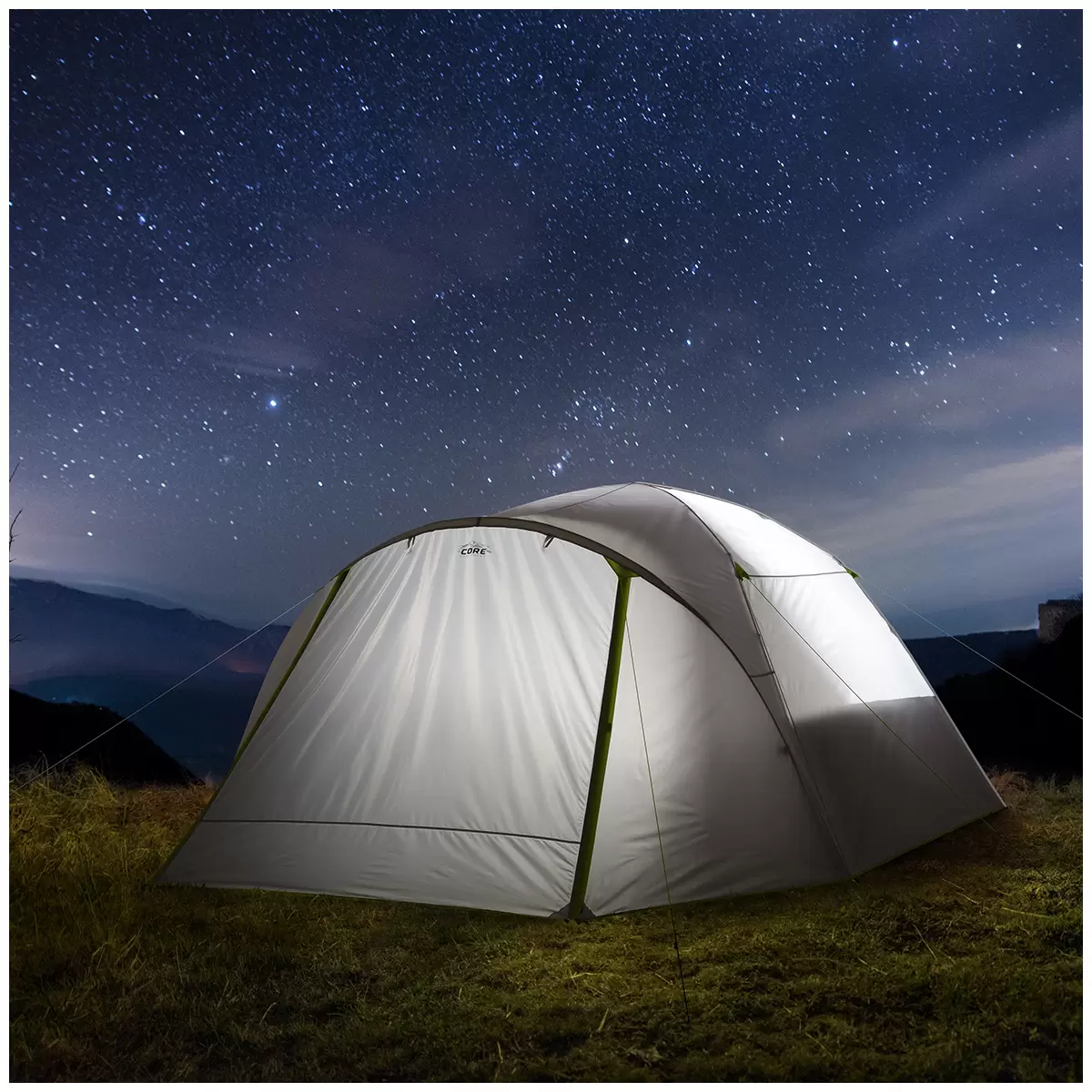 CORE 6 Person Lighted Blockout Tent with Full Rainfly