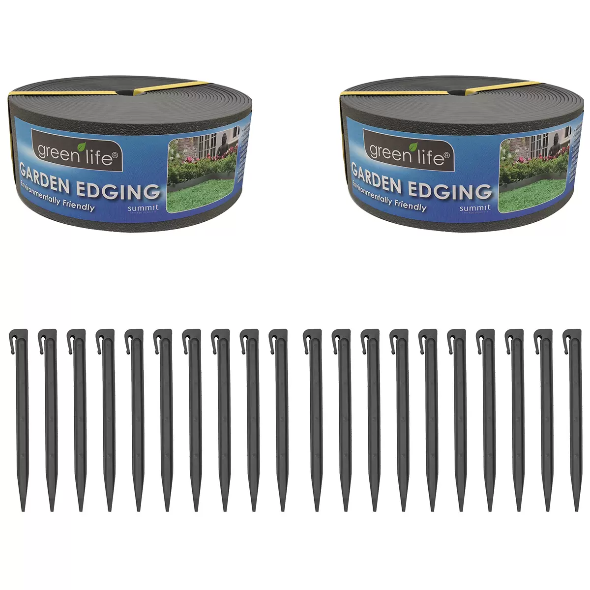 Green Life 2 Pack Plastic Edging 75Mm - Black