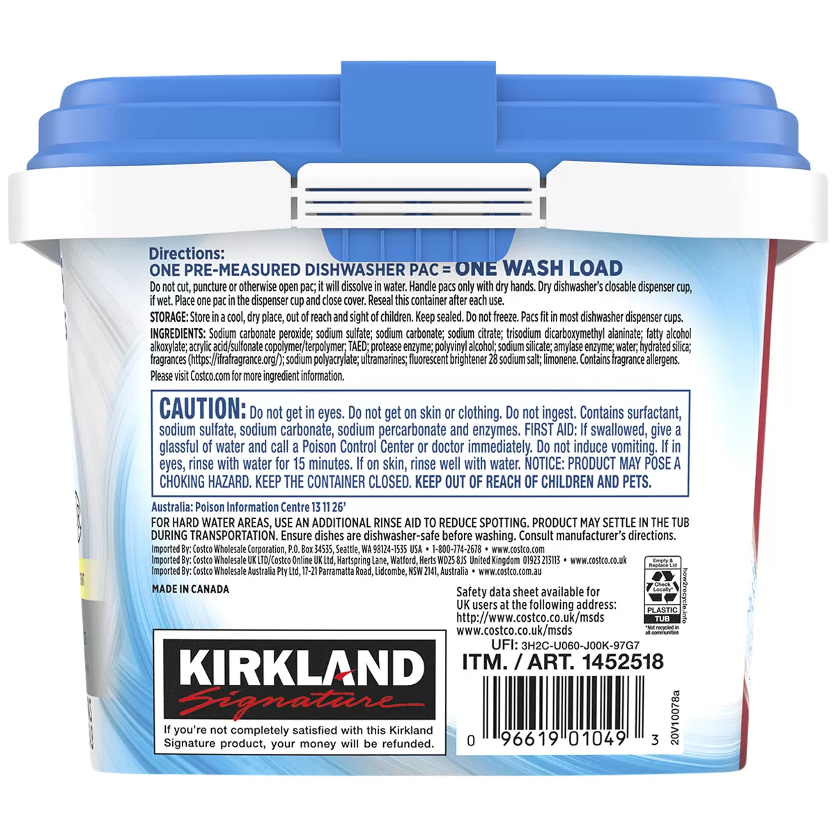 Kirkland Signature Safer Choice Dishwashing Pacs 2 x 115 Count