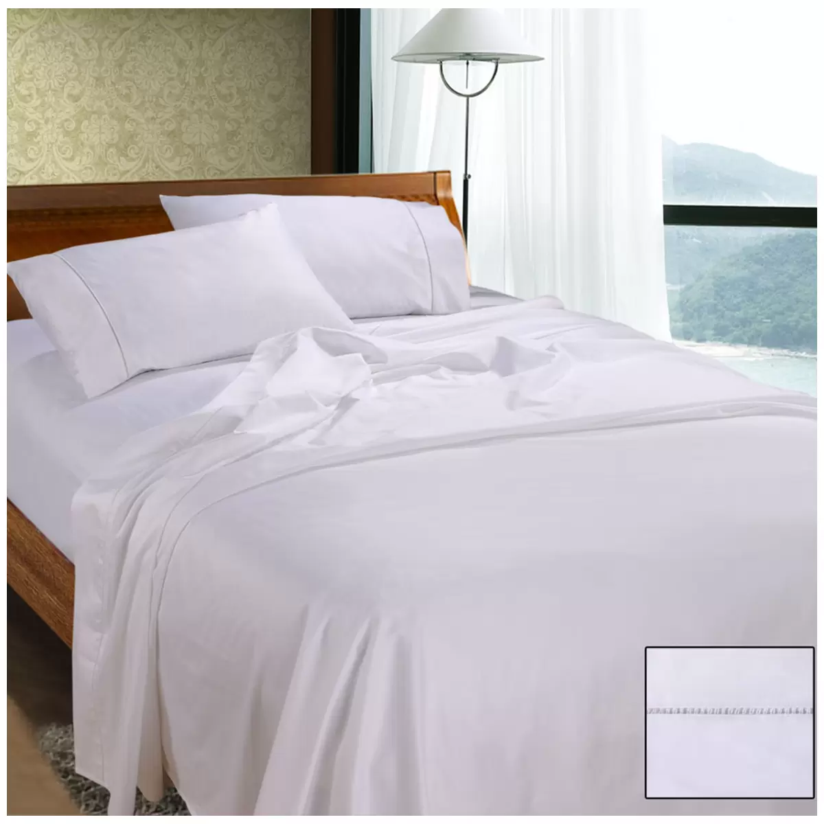 Kingtex 1100 Thread Count RAMESSES Cotton Sateen Sheet Set Queen - White