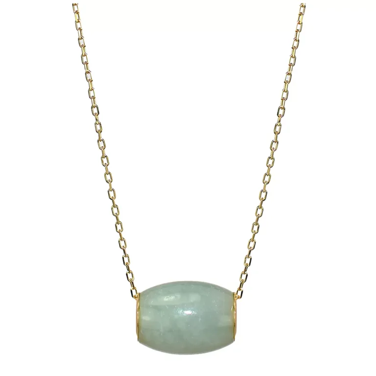 14KT Yellow Gold Natural Colour Jade Slide Pendant Necklace