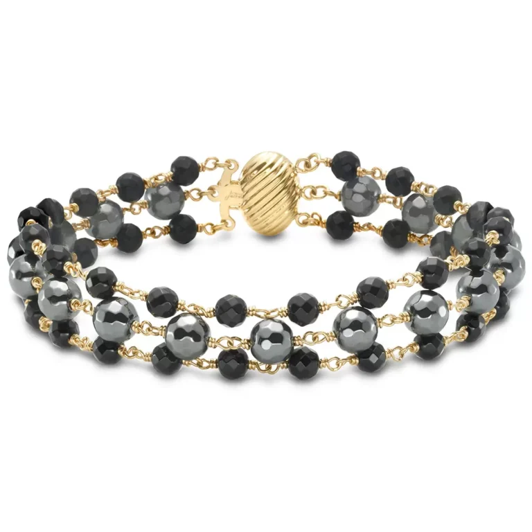 14KT Yellow Gold Hematite Black Onyx Bracelet