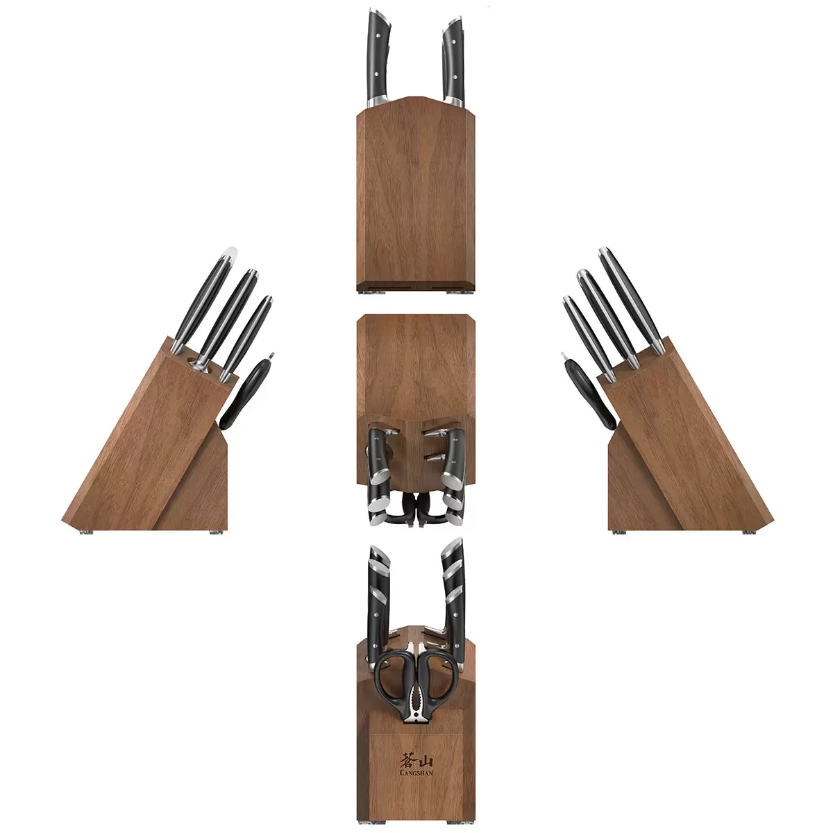 Cangshan Rainer Series Knife Block 8 Piece Set Black