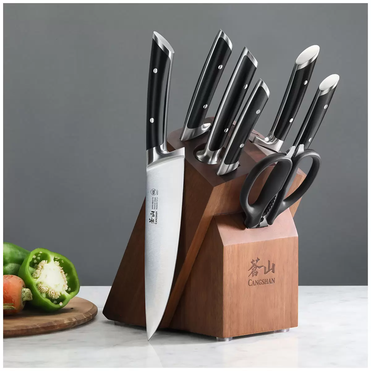 Cangshan Rainer Series Knife Block 8 Piece Set Black