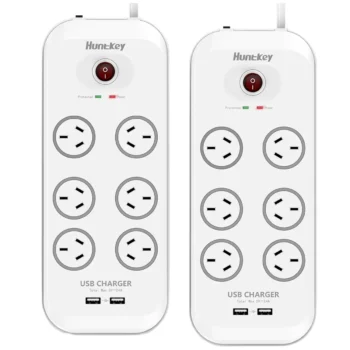 Huntkey 6 Way Powerboard With 2 USB Port And Surge Protection Pack 2 Piece