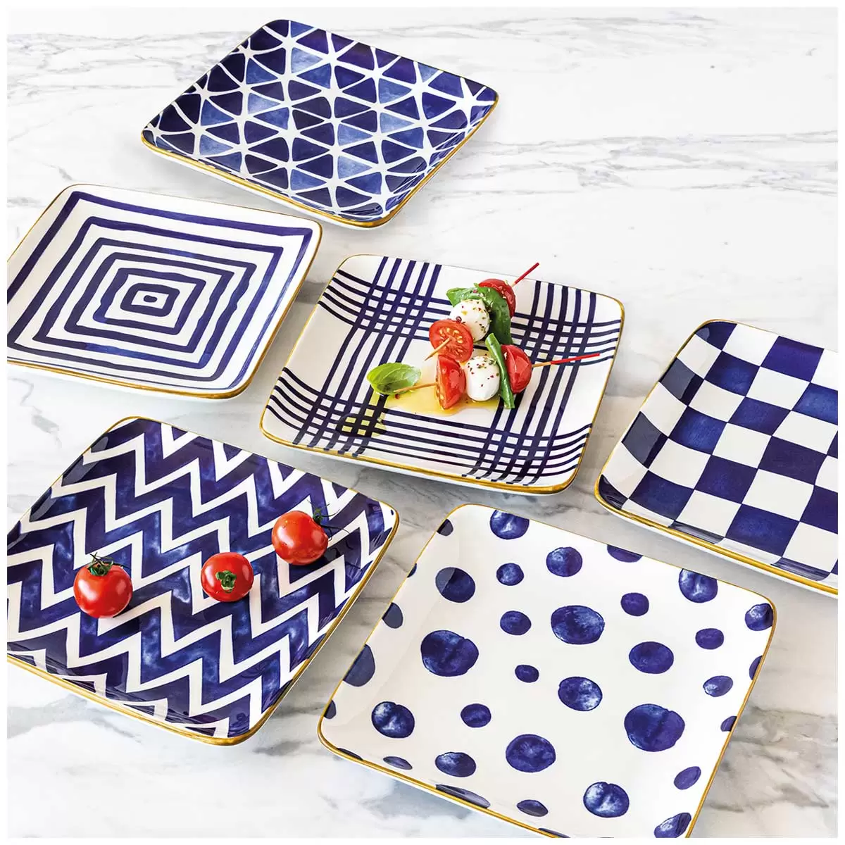 overandback Appetiser Square Plates 6 Piece Set