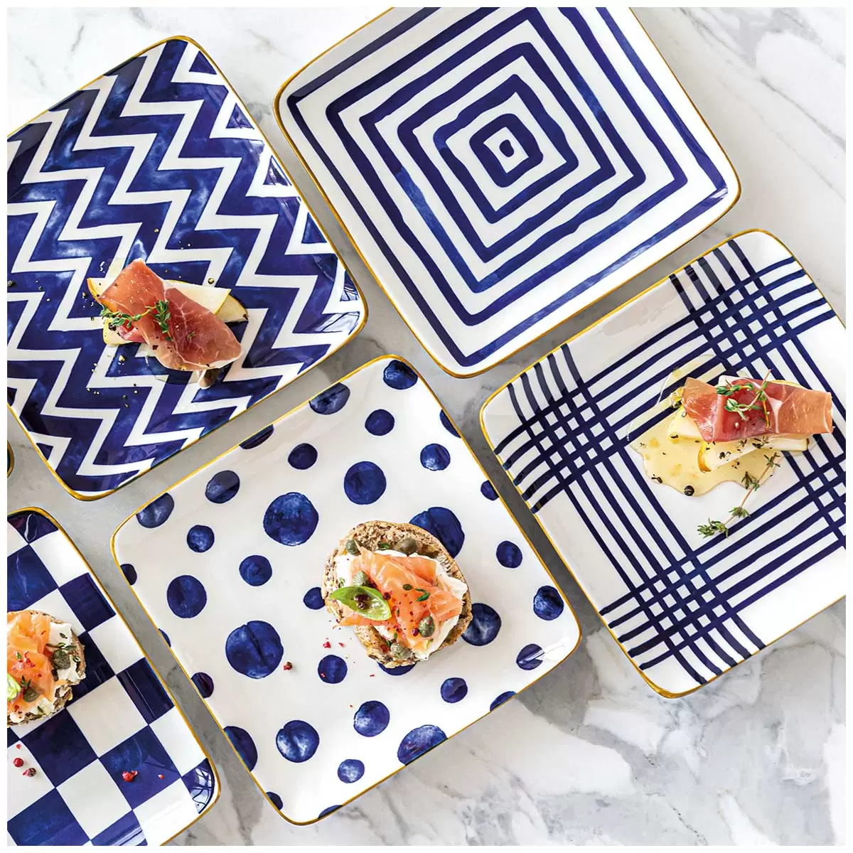 overandback Appetiser Square Plates 6 Piece Set