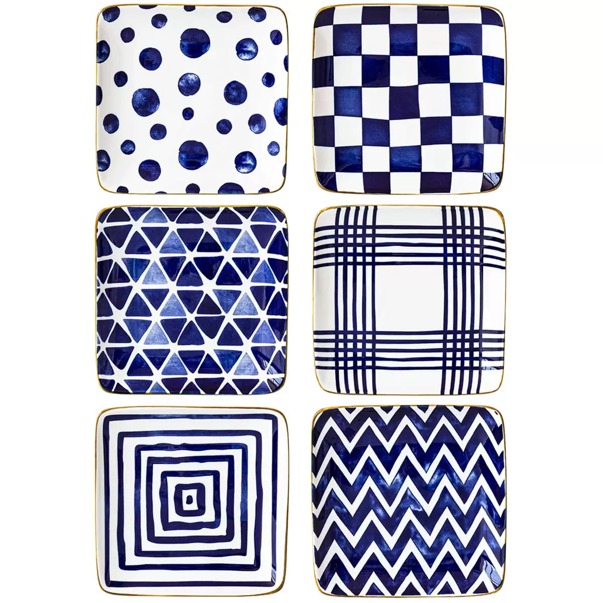 overandback Appetiser Square Plates 6 Piece Set