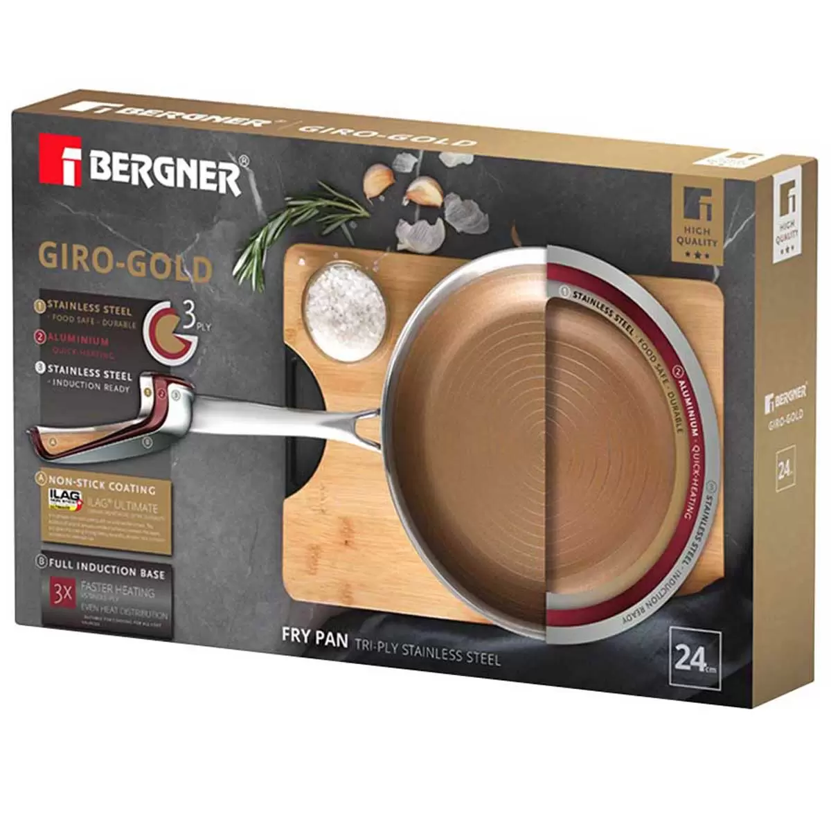 Bergner Giro Stainless Steel Frypan Set 2 Piece