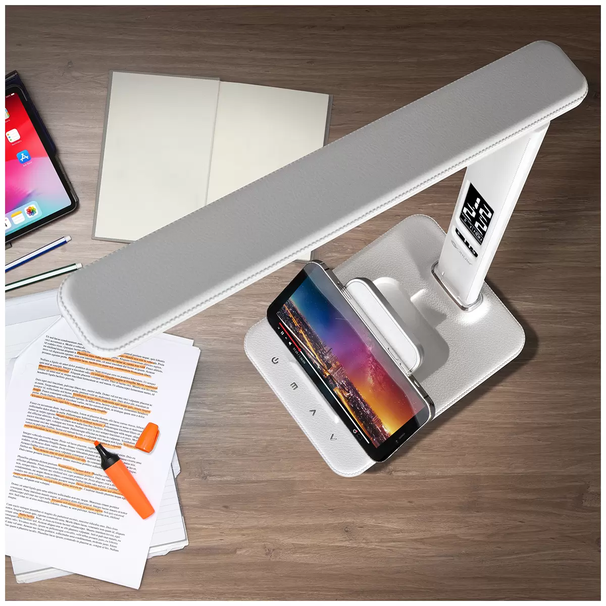 Ottlite LED Desk Lamp with Extendible Wireless Charging Base/