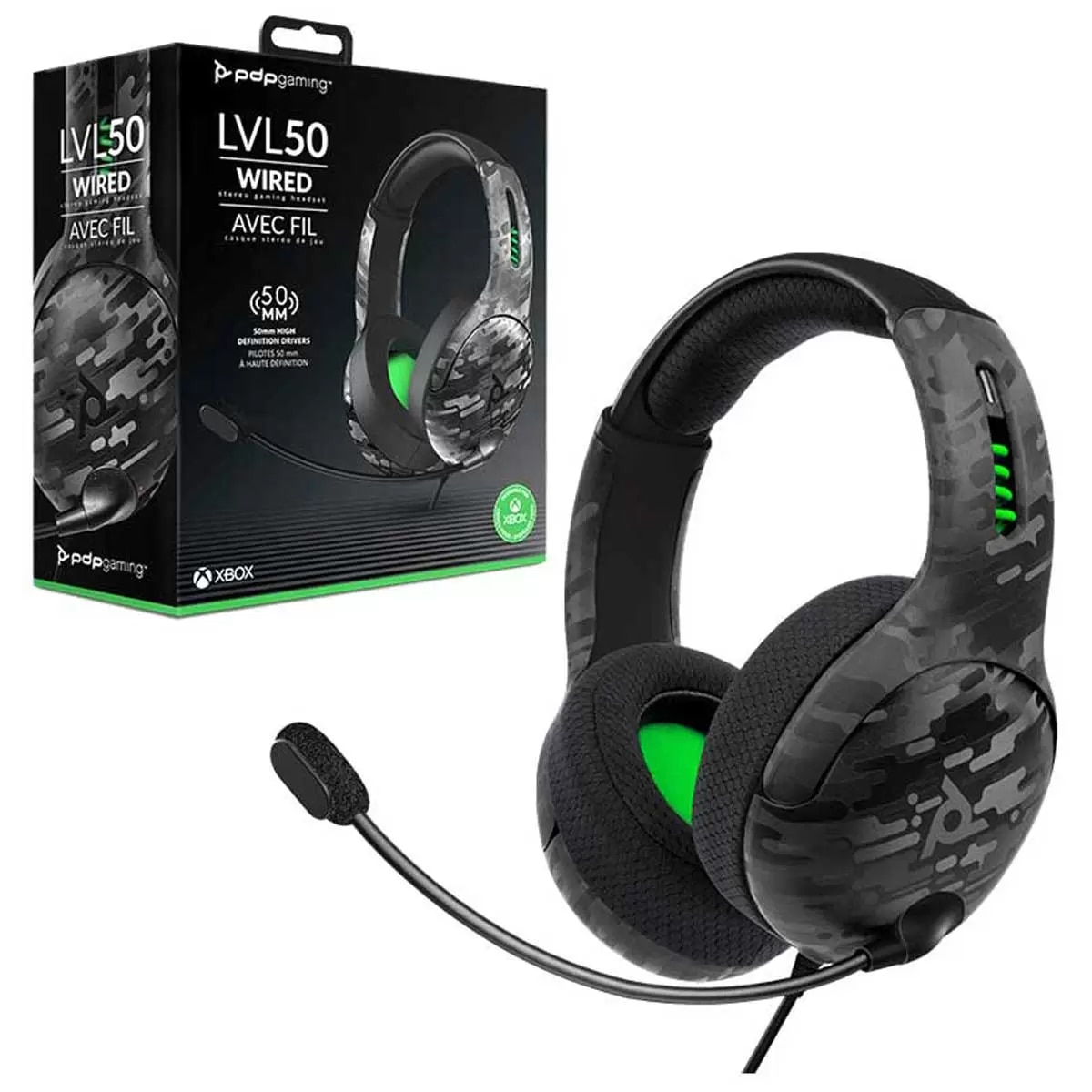 PDP LVL 50 Wired Stereo Gaming Headset For Xbox Black Camo