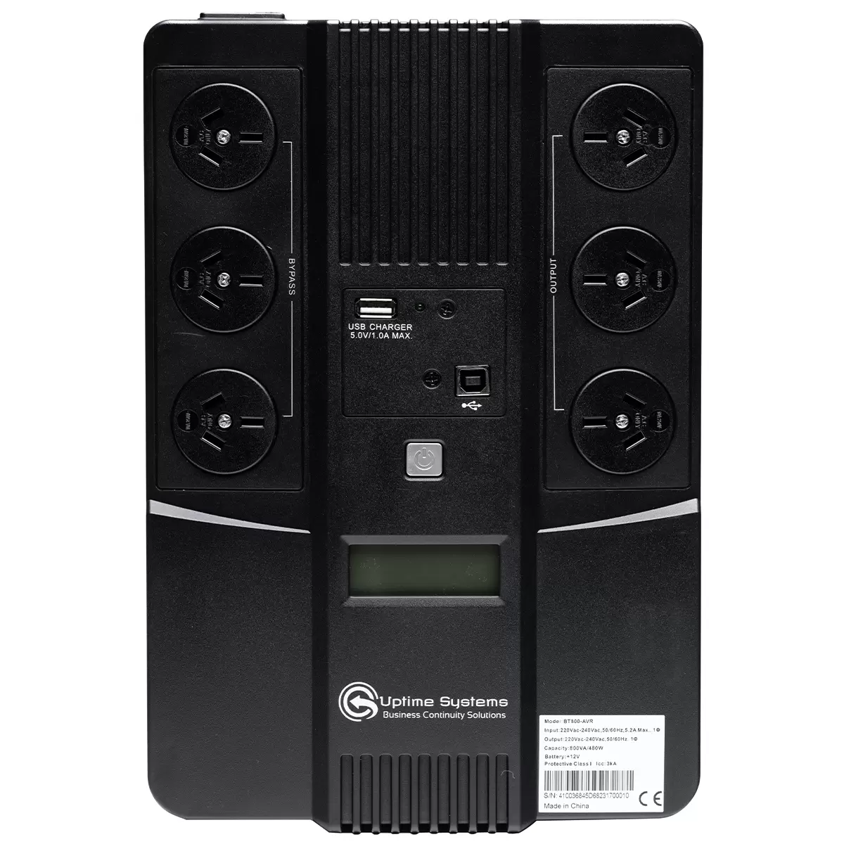 Uptime Systems BT Series 800VA Line Interactive Powerboard Style UPS with LCD BT800-AVR