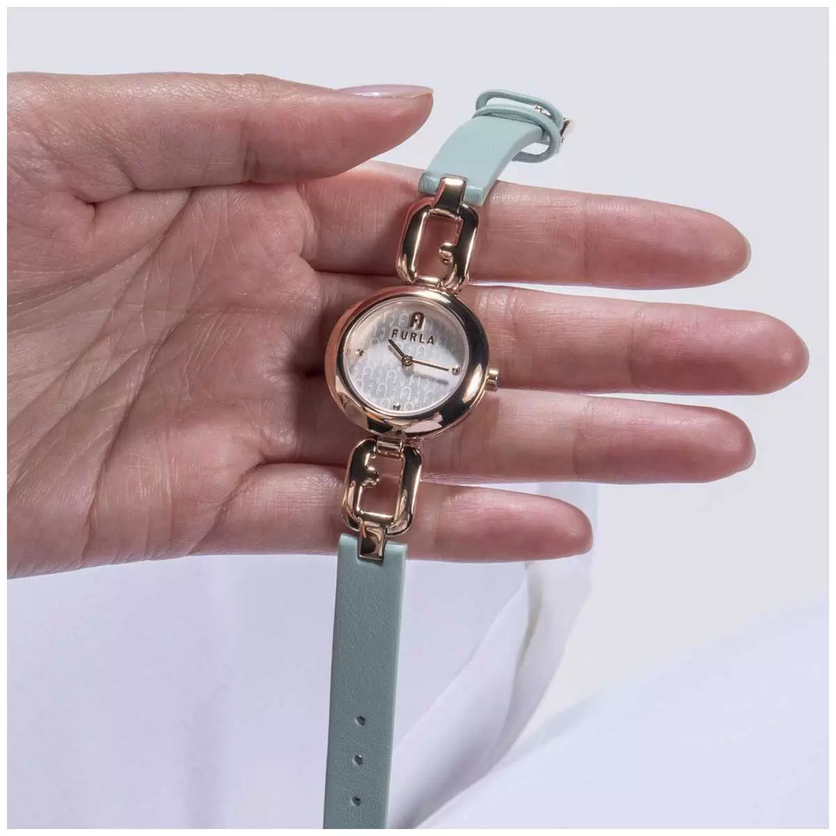 Furla Arco Chain Green Leather Women's Watch