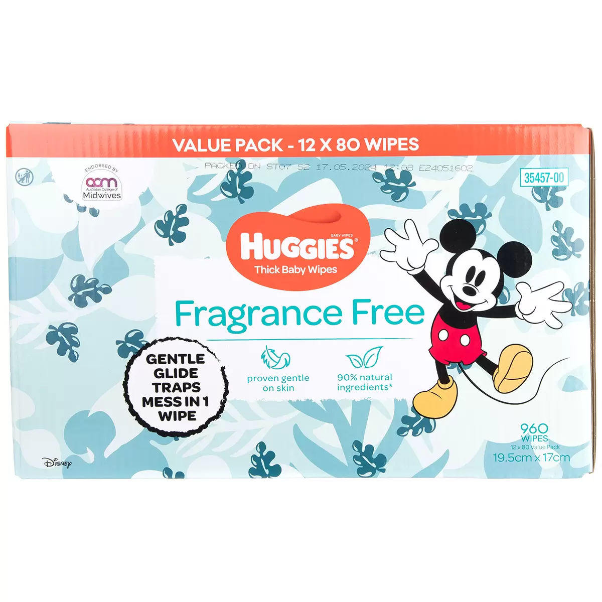 Huggies Fragrance Free Baby Wipes 24 x 80 Wipes