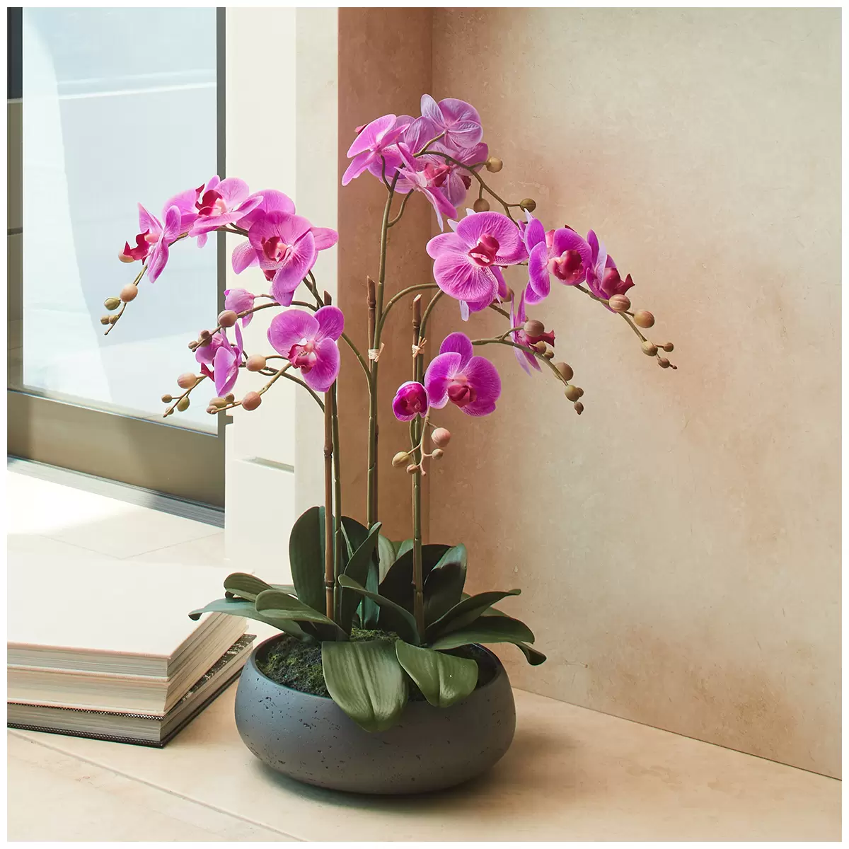 CG Hunter 61cm Faux Phalaenopsis Orchid Arrangement - Pink