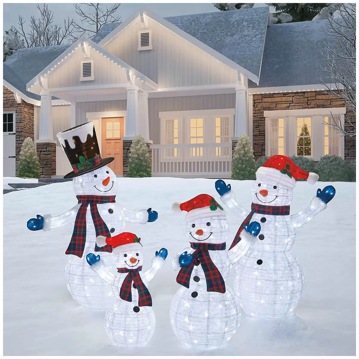 LED Snowman Family 4 Pieces