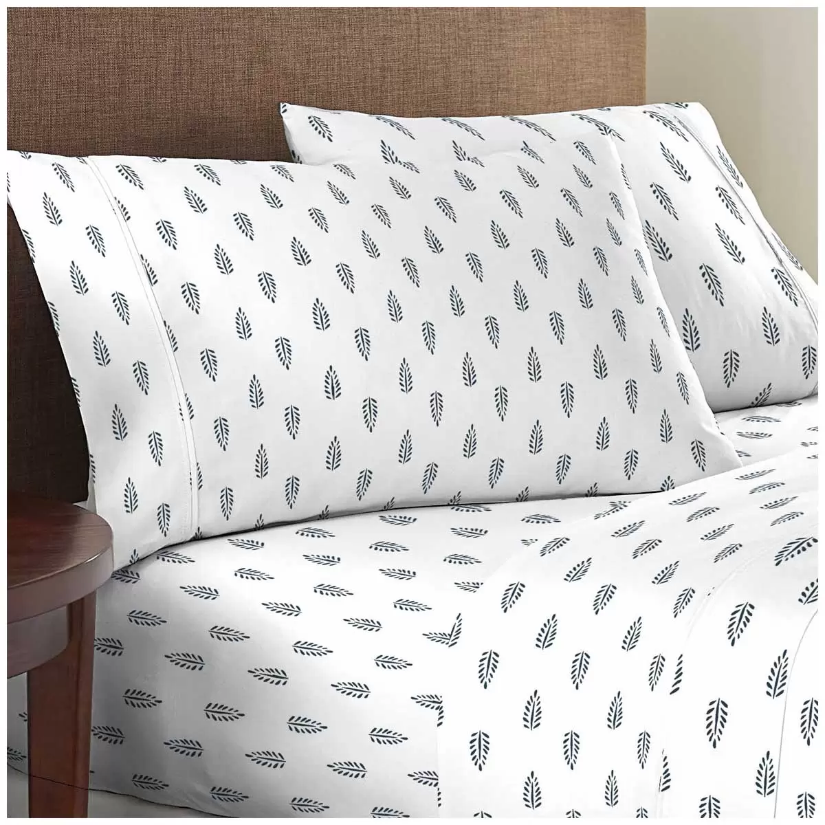 Natural Earth Organic Cotton Sheet Set 4 Piece Queen Stylised Leaves