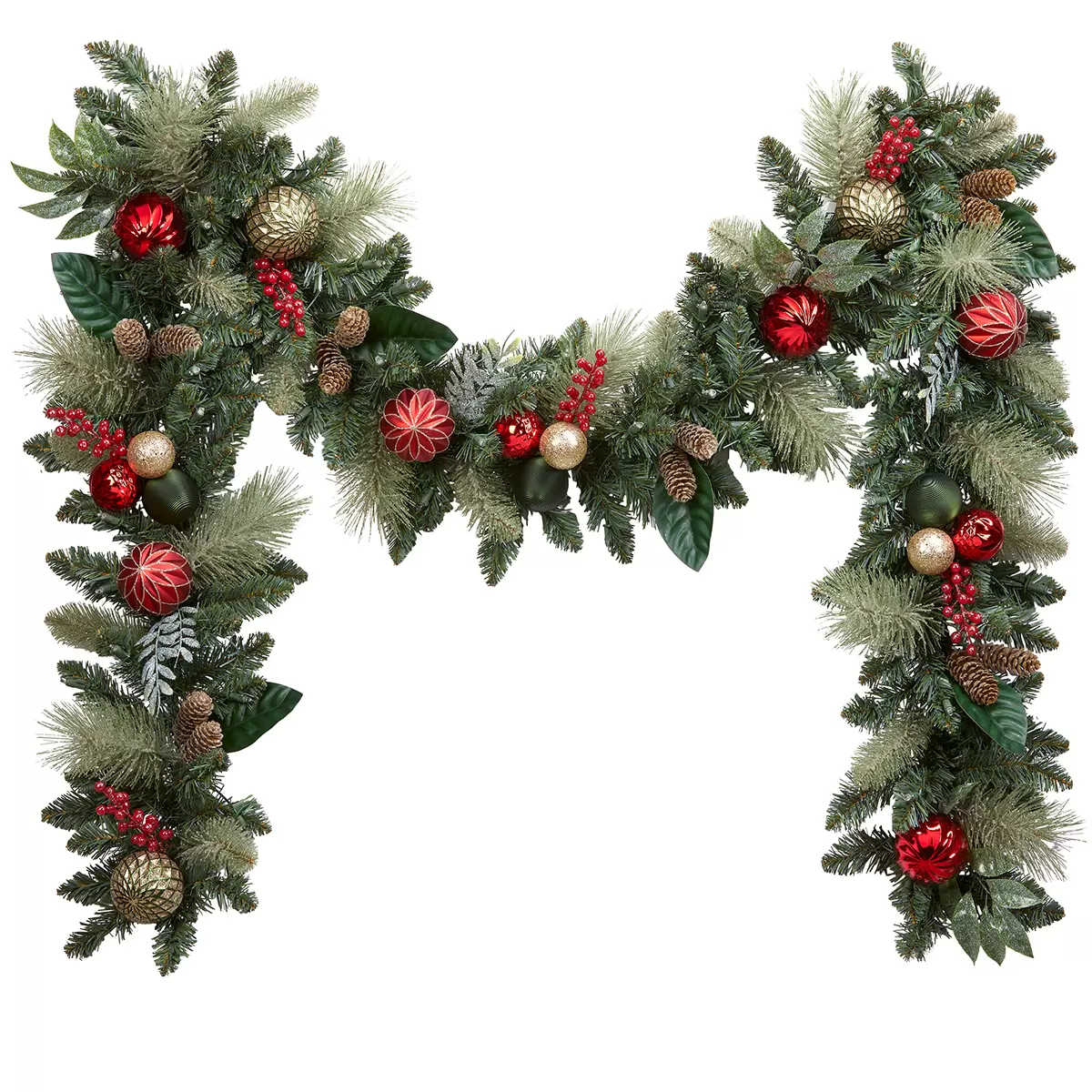 Pre-Lit Decorated Garland RedGold 2.74M