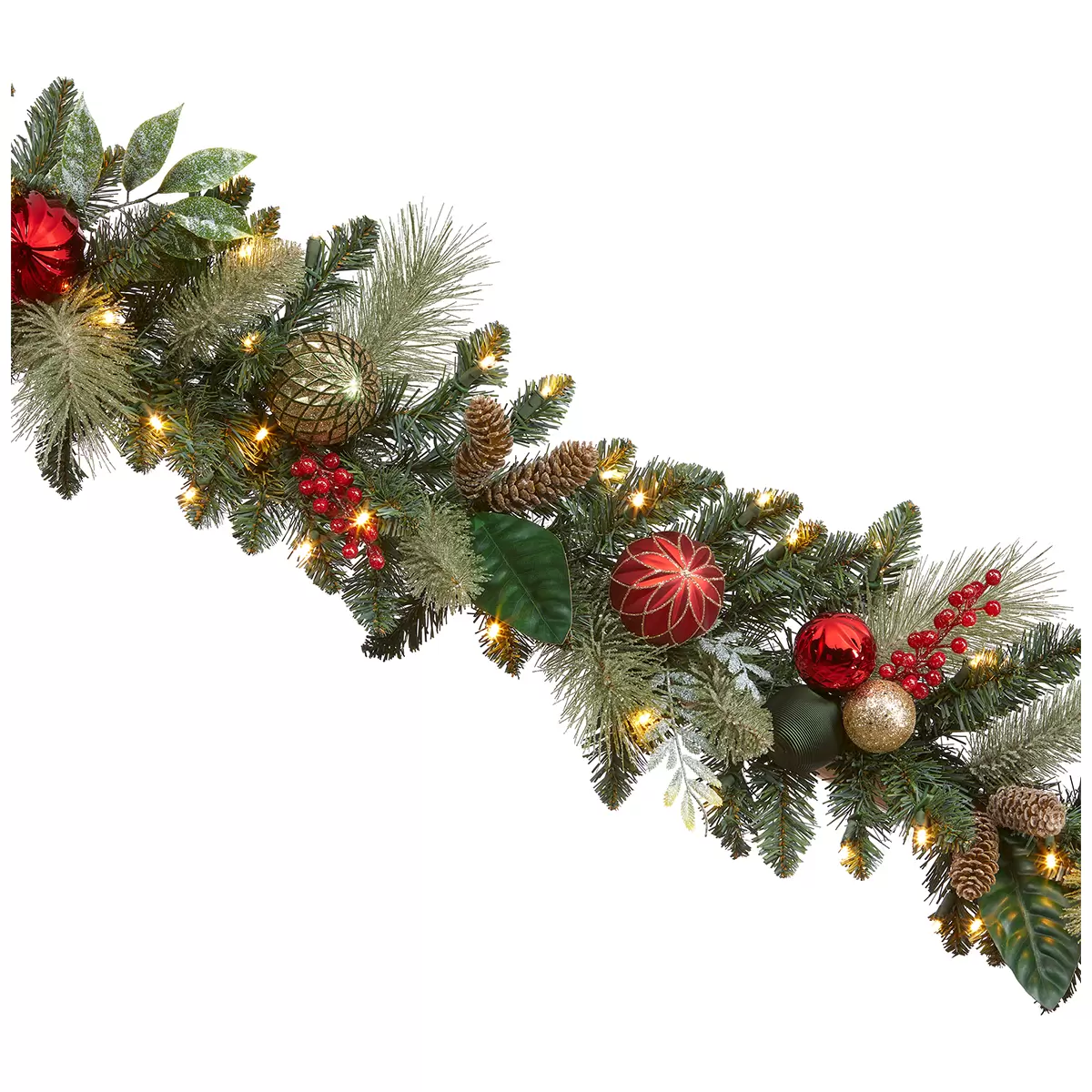 Pre-Lit Decorated Garland RedGold 2.74M