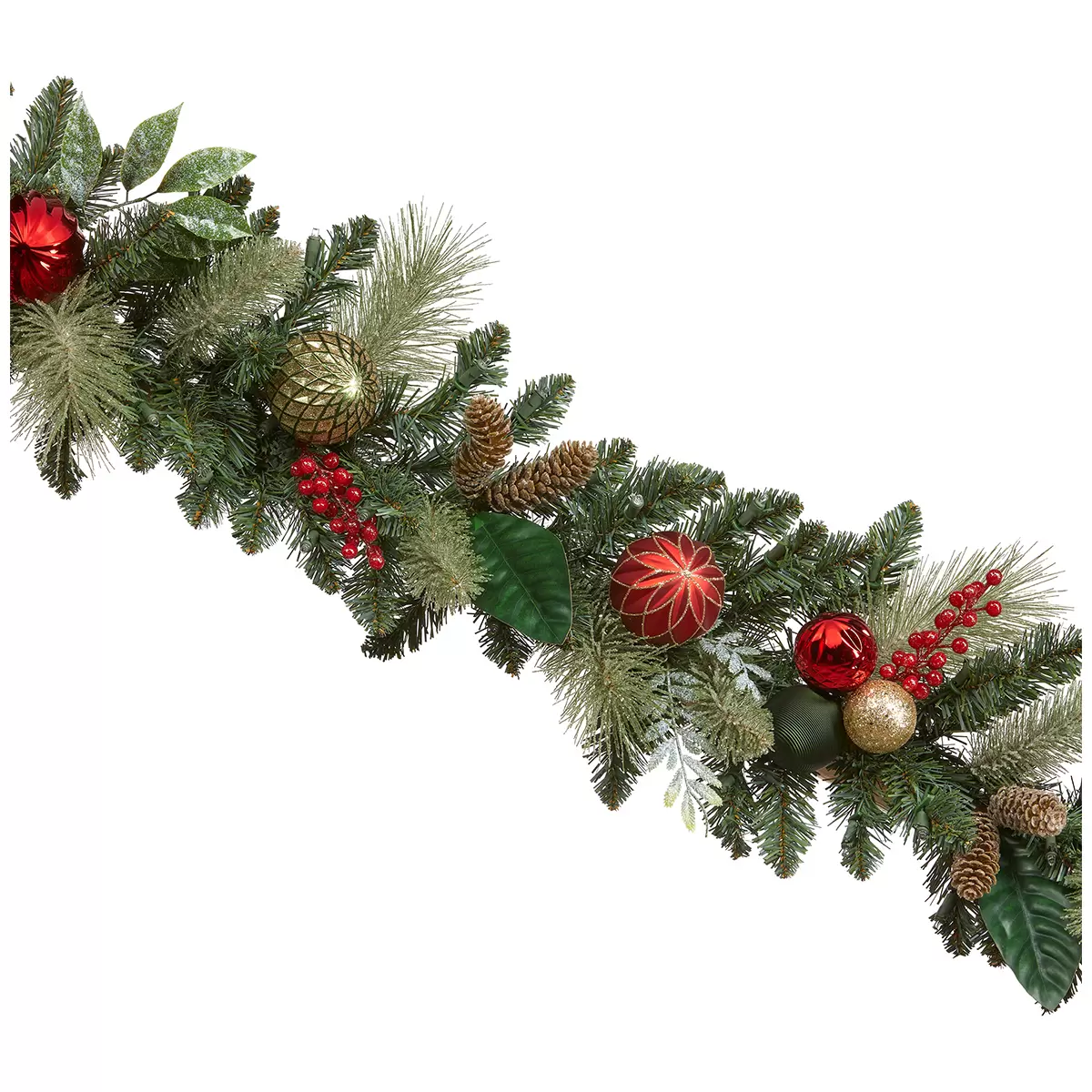 Pre-Lit Decorated Garland RedGold 2.74M