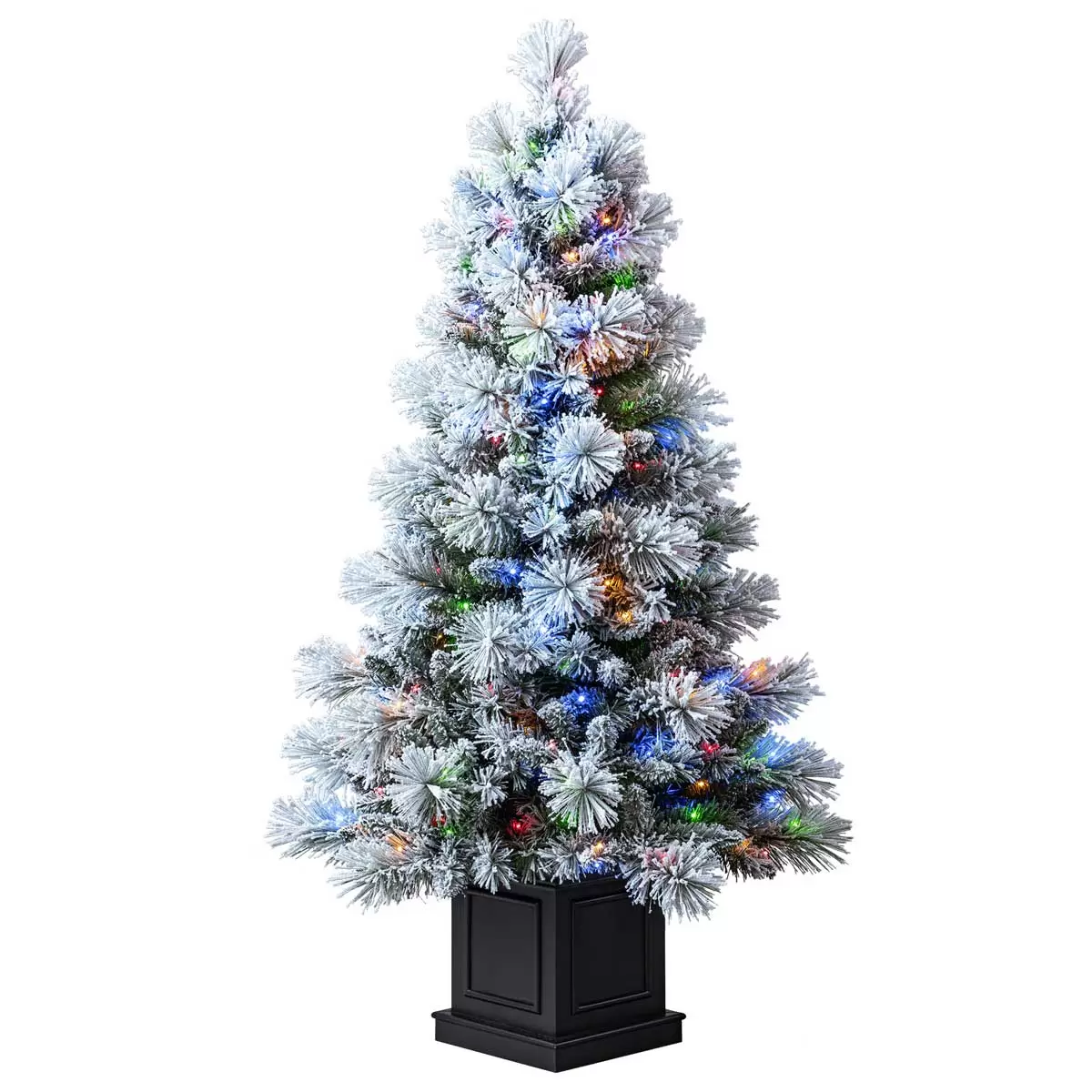 Pre-Lit Glitter Flocked Potted Artificial Christmas Tree 1.37M