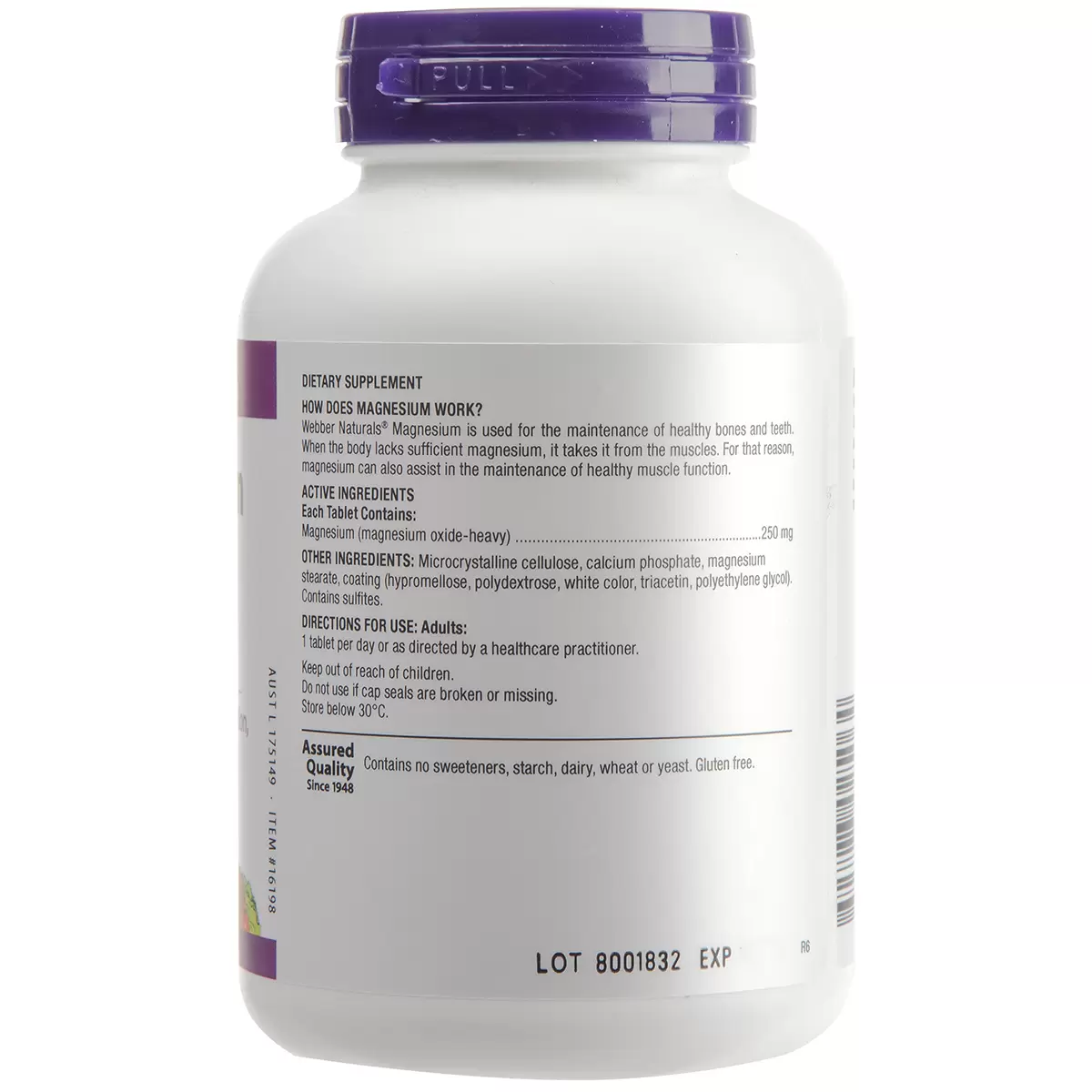 Webber Naturals Magnesium Oxide 250mg 150 Tablets