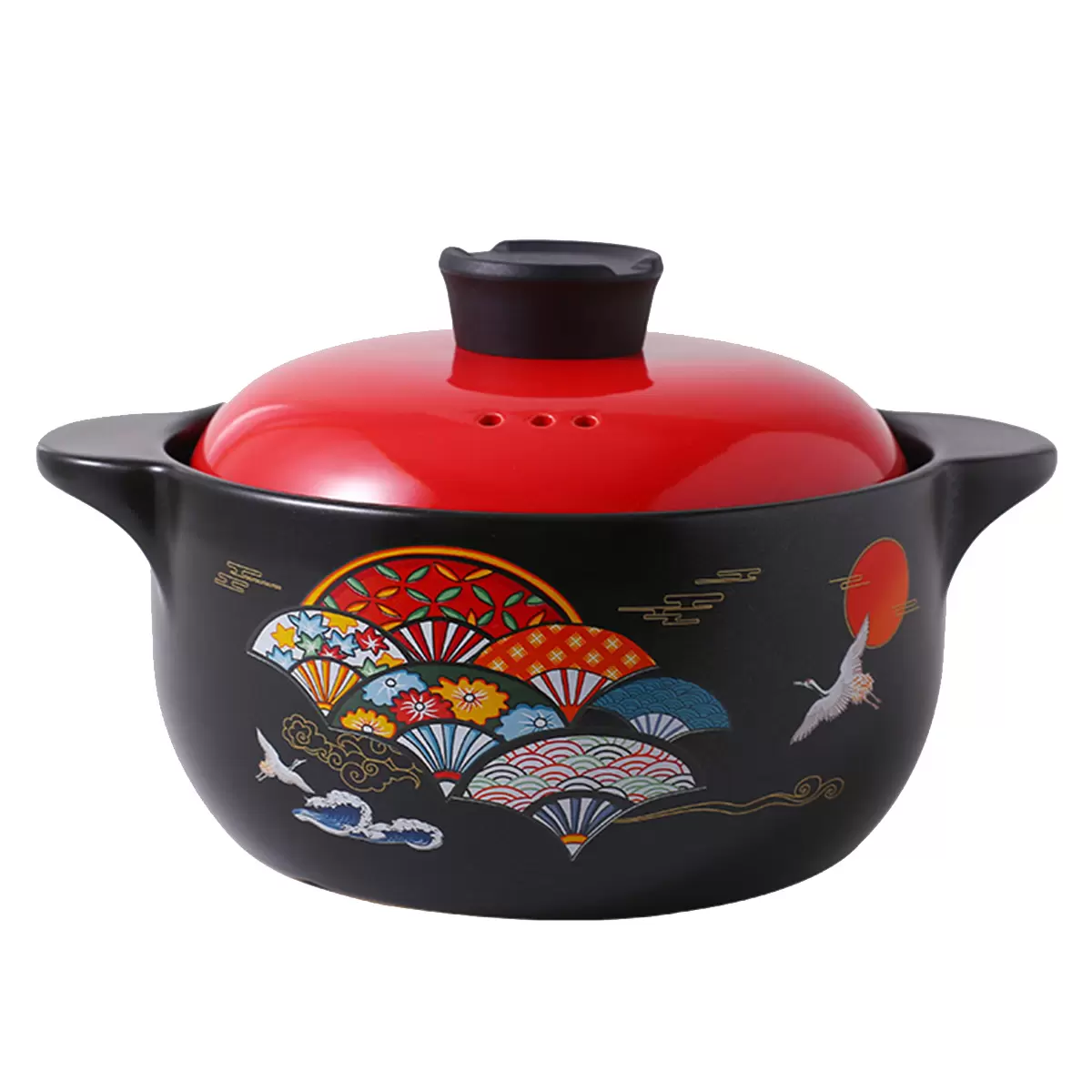 Color King Ceramic Stock Pot 4L Red