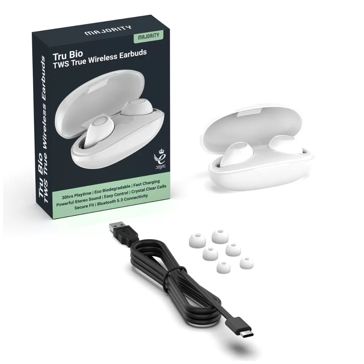 Majority Tru Bio TWS Earphones White MY-1000002866