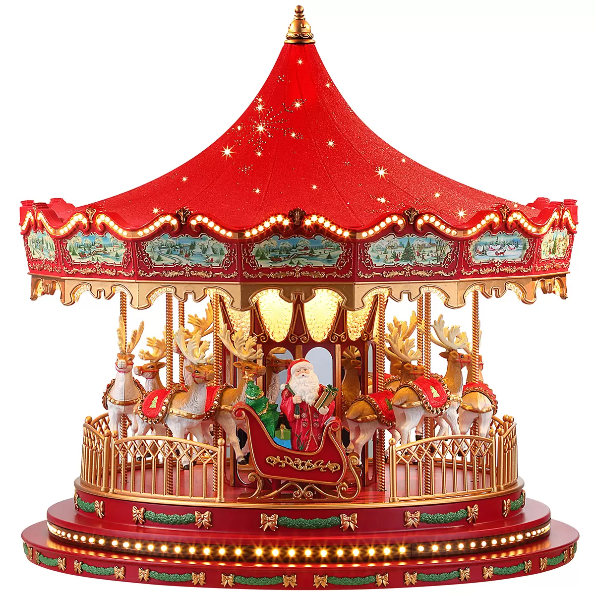 Mr Christmas Nostalgic Deluxe Glass Embellished Carousel