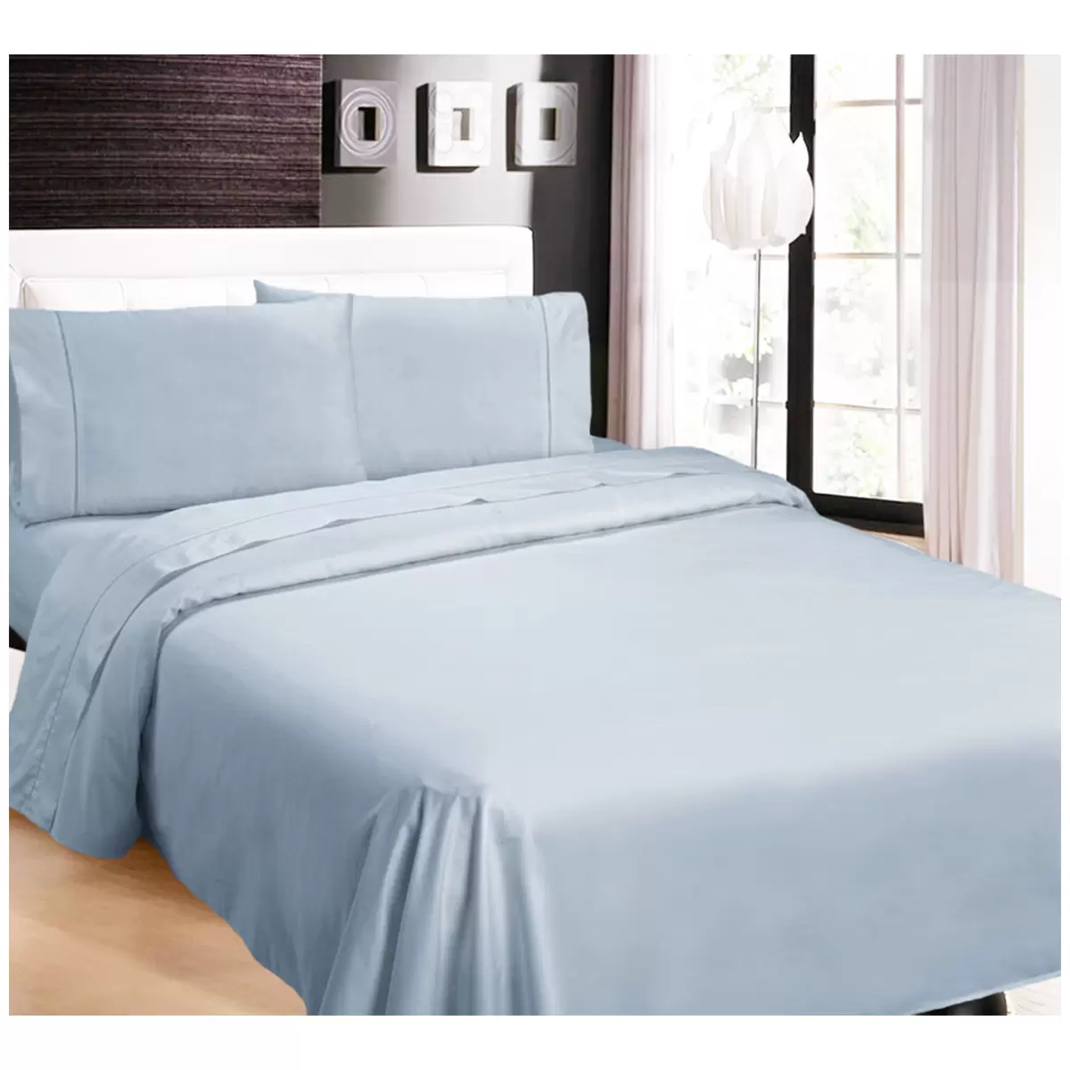 Kingtex 1100 Thread Count RAMESSES Cotton Sateen Sheet Set King - Sky Blue