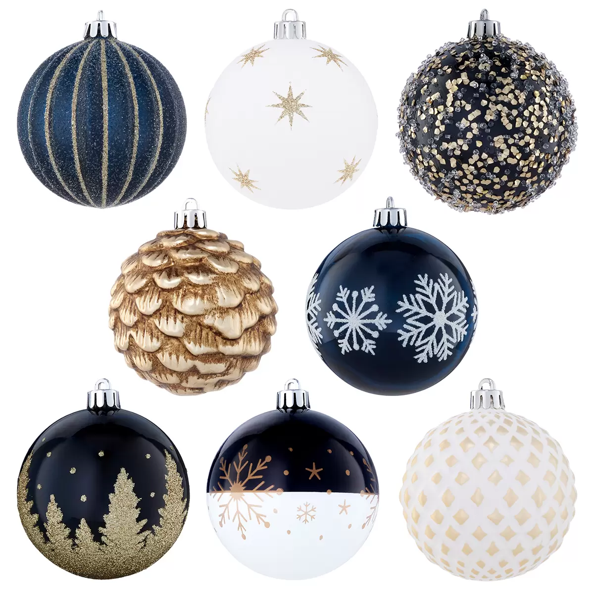 Shatter Resistant Holiday Ornaments 78 Piece Blue/Gold