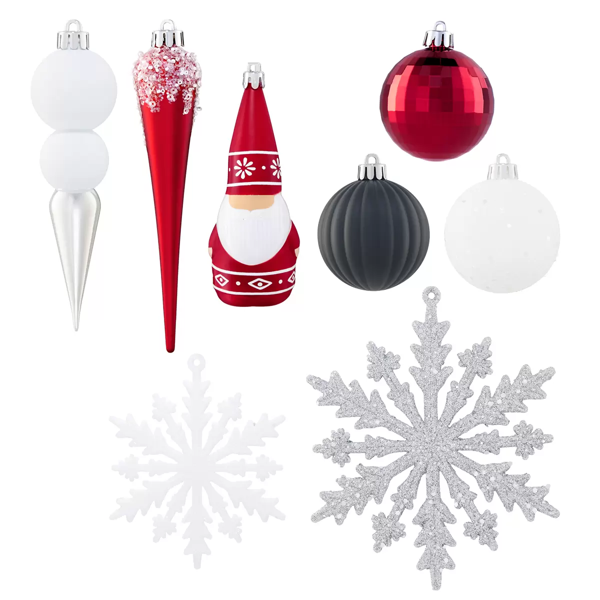 Shatter Resistant Holiday Ornaments 78 Piece Red/Black/White