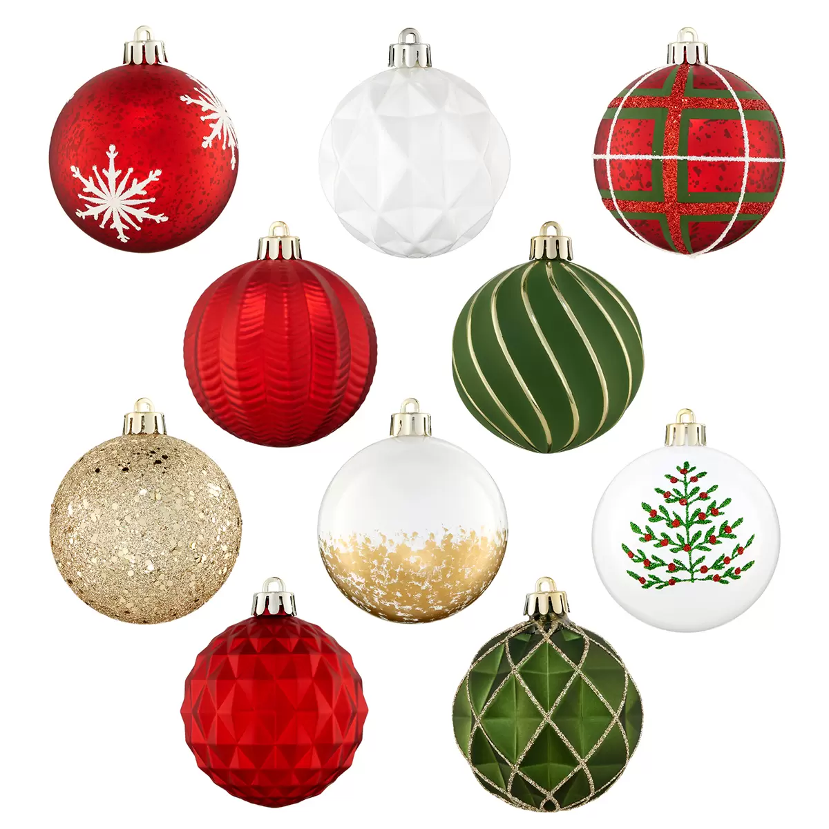 Shatter Resistant Holiday Ornaments 78 Piece Red/Green/Gold