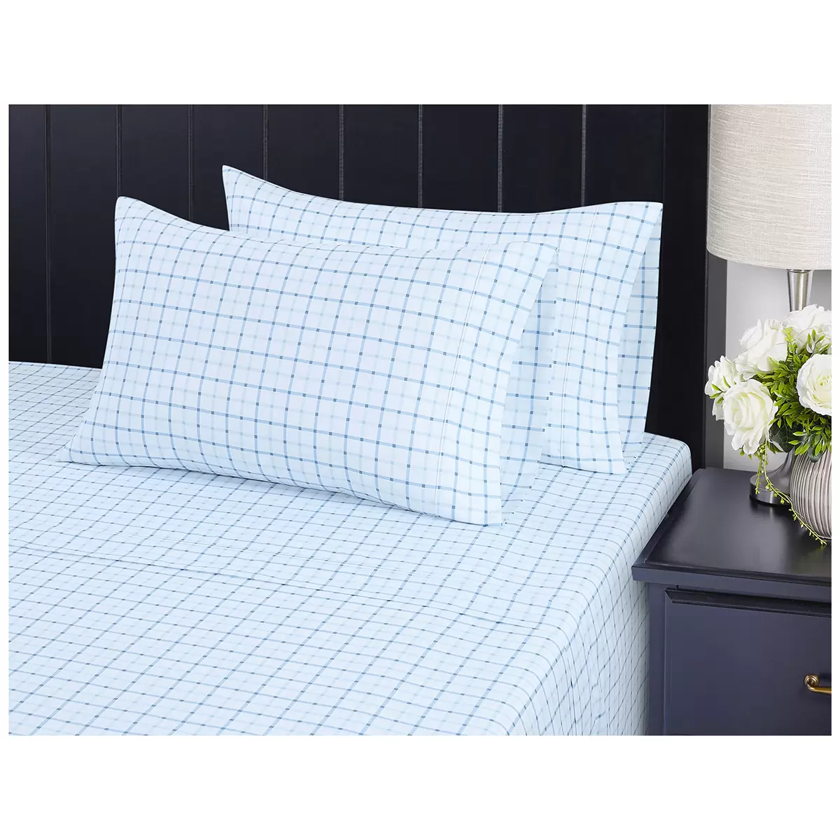 Southpoint Sheet Set Queen 6 Piece Tattersall Blue