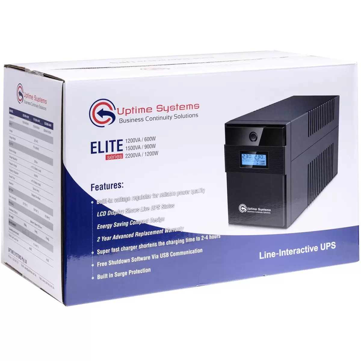 Uptime ELITE Series 2200VA Line Interactive Tower UPS With LCD ES2200-AVR