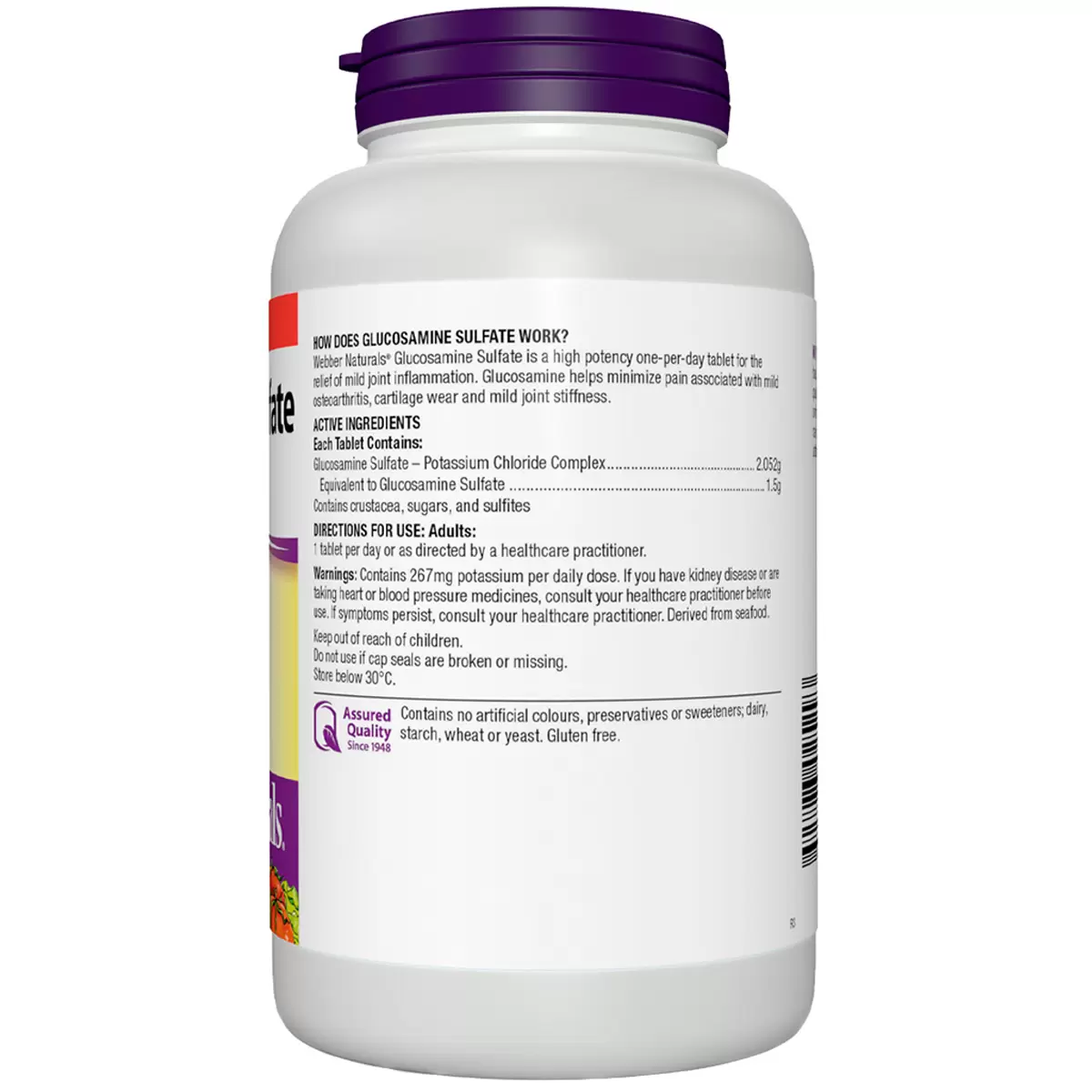 Webber Naturals Glucosamine Sulfate 1500mg 180 tabs