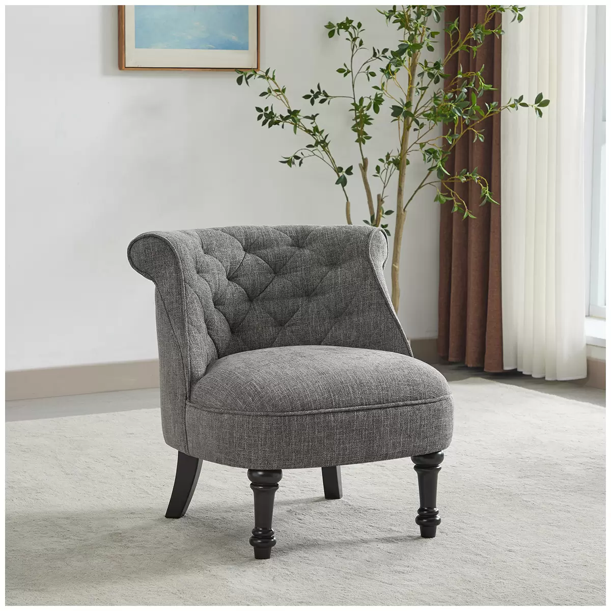 Slipper Accent Chair Dark Grey