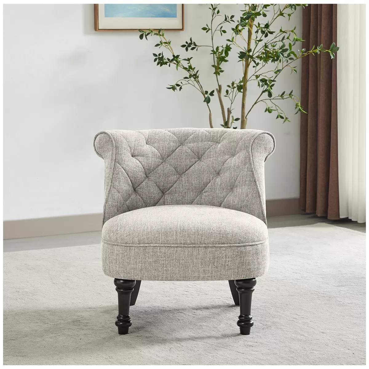 Slipper Accent Chair Light Grey