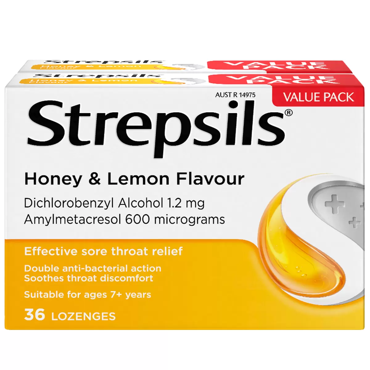 Strepsils Honey & Lemon Lozenges 2 x 36 Count